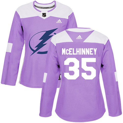 Adidas Tampa Bay Lightning #35 Curtis McElhinney Purple Authentic Fights Cancer Women Stitched NHL Jersey